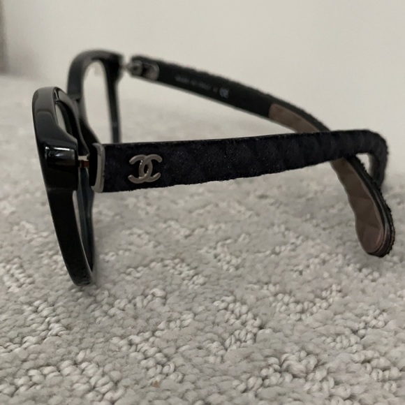 New, Chanel Black Cat Eye Glasses Style 3335, Quilted Arms with Case - Picture 5 of 12